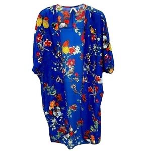 LIVE 4 Truth Short Sleeve Sheer Blue Beachy Floral & Bird Kimono, Swim Coverup